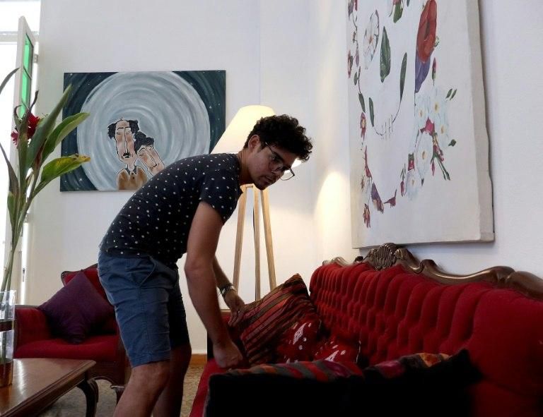 Returned expat Cuban Maykel Galindo, works to prepare his house for paying guests, in Havana, Cuba on October 31, 2018
