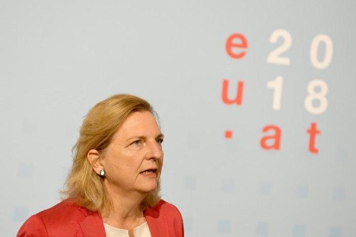 Austria's Foreign Minister Karin Kneissl, pictured August 2018, said that the "awful war in Yemen and the Qatar crisis should lead us to finally act in a united fashion as the European Union towards Saudi Arabia"