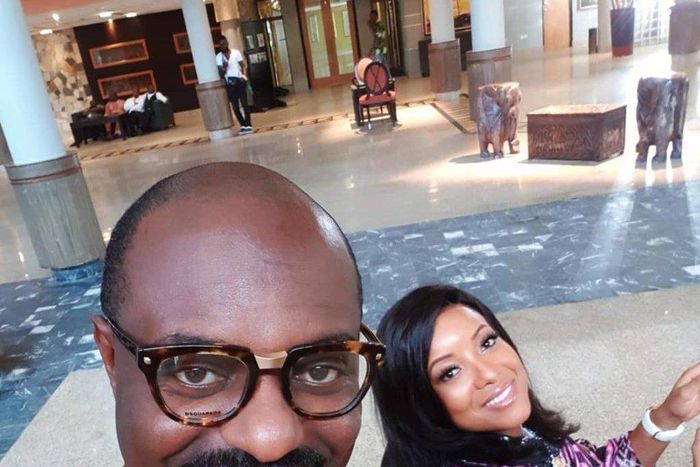 Jim Iyke and Joselyn Dumas on the set of 'Cold Feet'