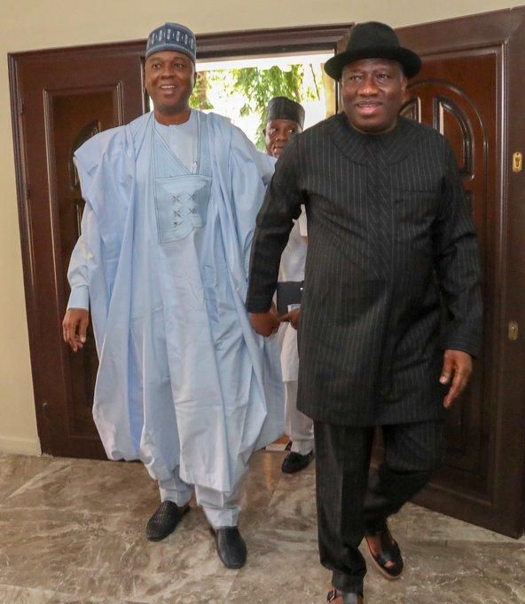 Senate President, Bukola Saraki, with former president, Goodluck Jonathan