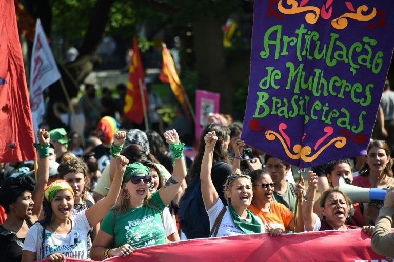 Brazilian women joined the protest against the G20 Leaders' Summit in Argentina