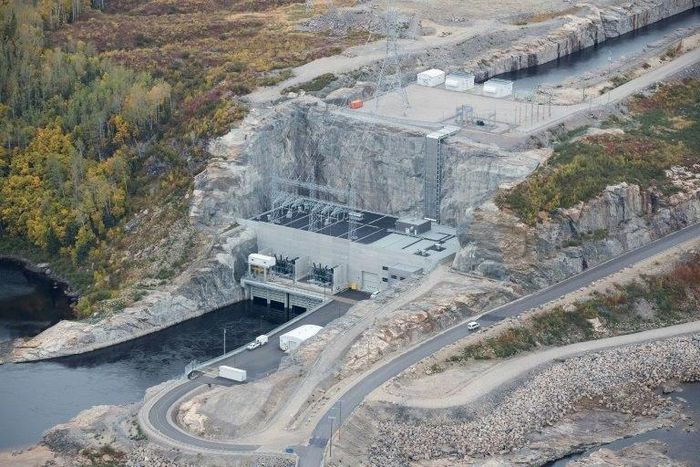 A view of Hydro-Quebec's Romaine 1 dam floor in Canada -- the huge construction project, ongoing for a decade, is nearing completion