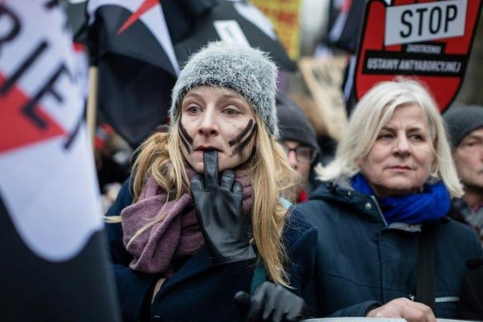 A pro-abortion protest in Poland, where UN rights experts have warned of recent rollbacks of women's rights