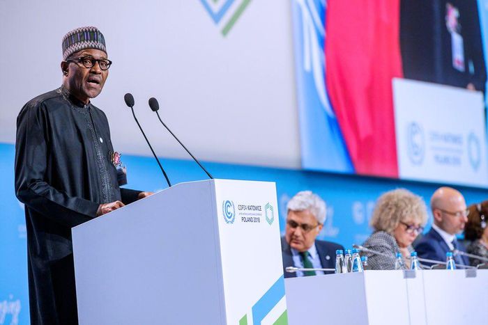 President Muhammadu Buhari speaking at the Official Opening ceremony of the Climate Change COP24 and Leader's Summit in Katowice, Poland
