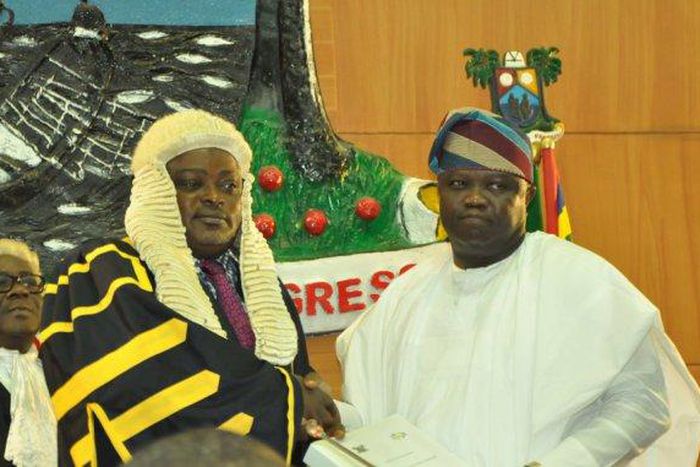 Lagos speaker, Rt Mudashiru Obasa and Gov Akinwunmi Ambode