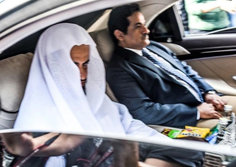 The head of the Saudi investigation into the murder of journalist Jamal Khashoggi, Attorney General Sheikh Saud al-Mojeb (L) left the Saudi-Arabian consulate by car in Istanbul