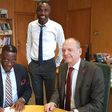 Kwara State Governor, Alhaji Abdulfatah Ahmed (left) in a meeting with the Vice Chancellor of the University of Wolverhampton, Professor Geoff Layer (right)