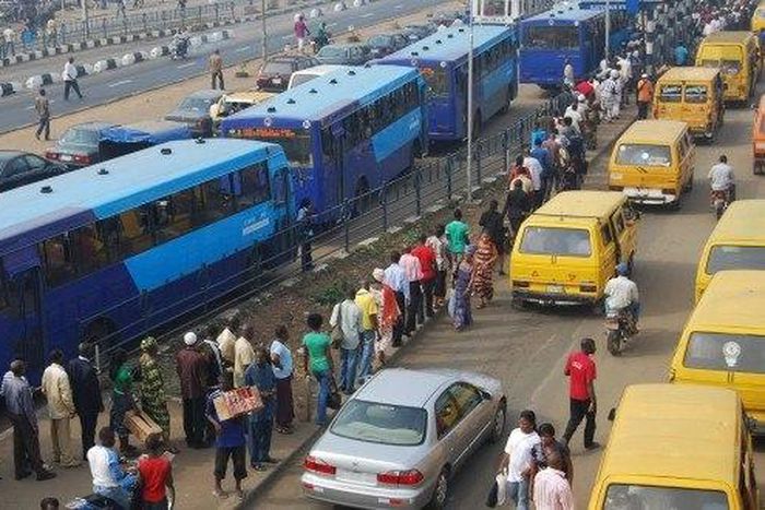 BRT buses at a terminal  in Lagos