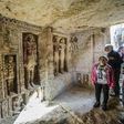 Guests enter a newly-discovered tomb at the Saqqara necropolis, 30 kilometres south of Cairo, belonging to the high priest "Wahtye" who served during the reign of King Neferirkare