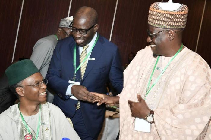 Kwara Governor Abdulfatah Ahmed with his counterparts from the APC, Nasir Elrufai of Kaduna and Godwin Obaseki of Edo