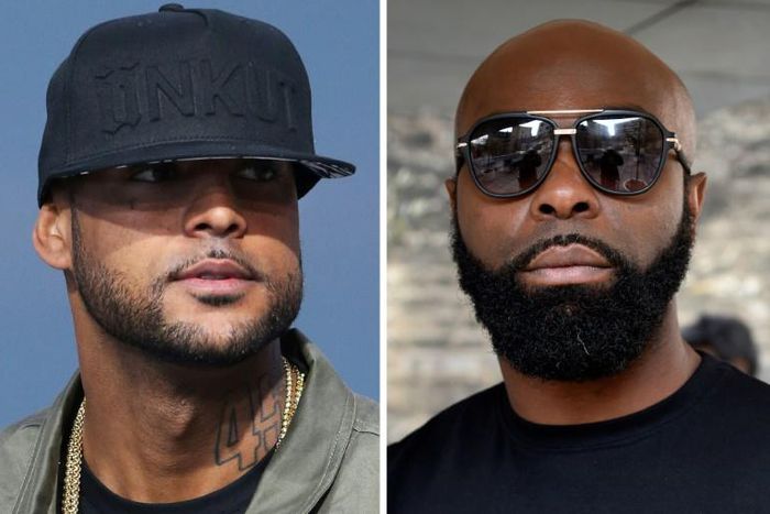 Feuding French rappers Booba (left) and Kaaris both received suspended sentences for their brawl last year at a Paris airport