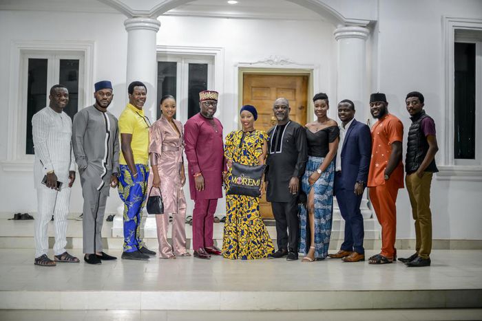 The cast of Queen Moremi: The Musical at the Ooni of Ife's palace