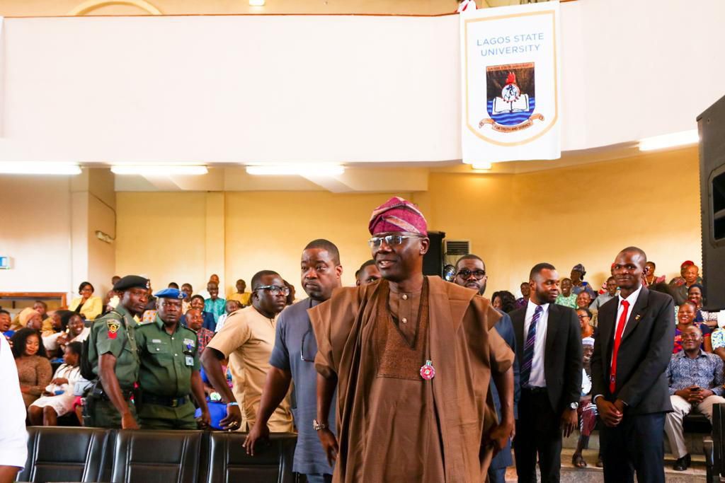 APC governorship candidate in Lagos Sanwo-Olu attends an event at the Lagos State University