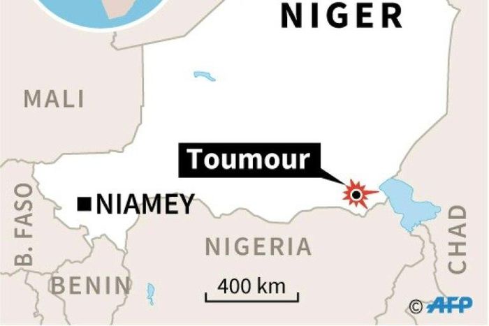 Map locating village of Toumour in Niger, where a French drilling company camp was attacked