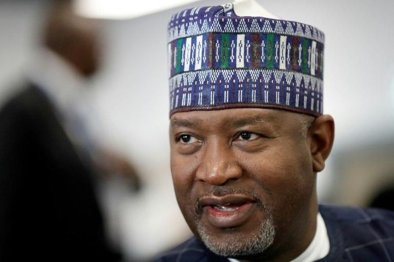 Nigeria's aviation minister Hadi Sirika, pictured July 2018, says that the relaunch of the country's national airline is indefinitely suspended