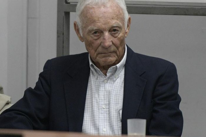 Former Ford executive Pedro Muller, pictured in court in Buenos Aires, was jailed for 10 years for collaborating in the military dictatorship's "dirty war"