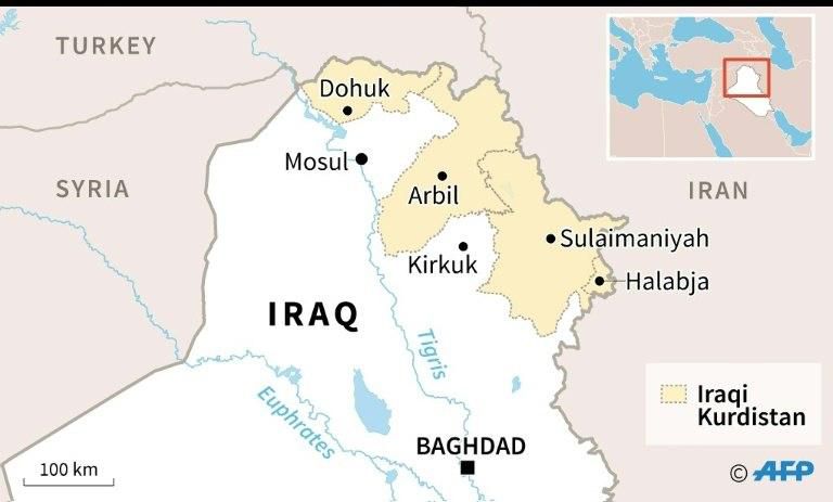 Map of autonomous Iraqi Kurdistan.