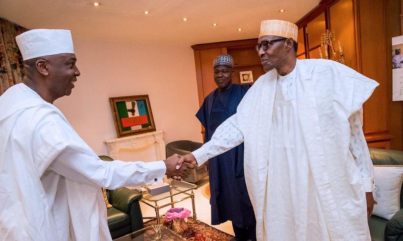 President Buhari meets with Senate President Bukola Saraki and Speaker Dogara to discuss the Plateau killings