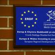 The 12 stars of the European Union displayed next to the Welsh dragon at Swansea University's new campus, which the EU helped finance