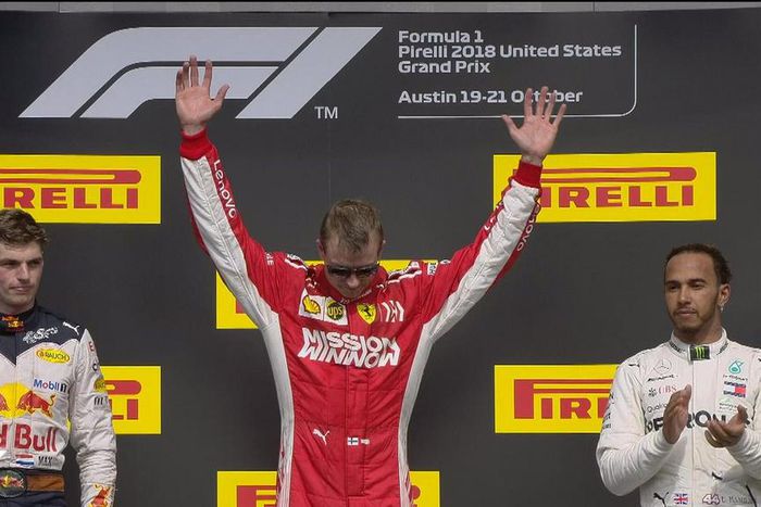 Kimi Raikkonen, Max Verstappen and Lewis Hamilton