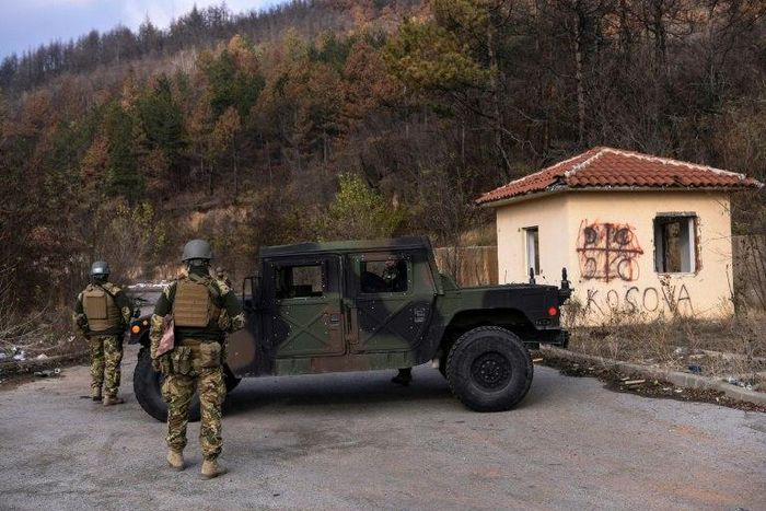 Troops from the NATO-led peacekeeping mission in Kosovo (KFOR) in the Serb-dominated north last month
