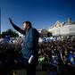 Italy's far-right Interior Minister Matteo Salvini addresses a packed crowd in Rome as his party surges in the polls