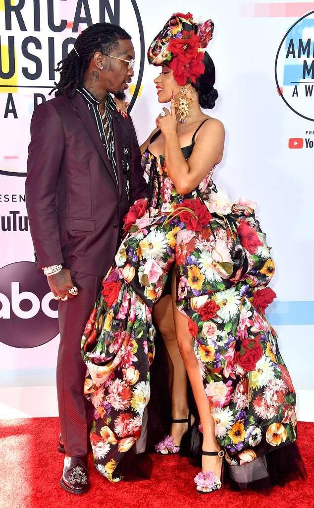 Cardi B and Offset on the red carpet at the American Music Awards 2018