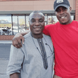 King Wasiu is pictured with son Sultan Omogbadebo Anifowoshe reportedly arrested for fraud in the U.S. Only him is able to get bail among a group of Nigerians arrested by a Chicago-based crime investigation team.