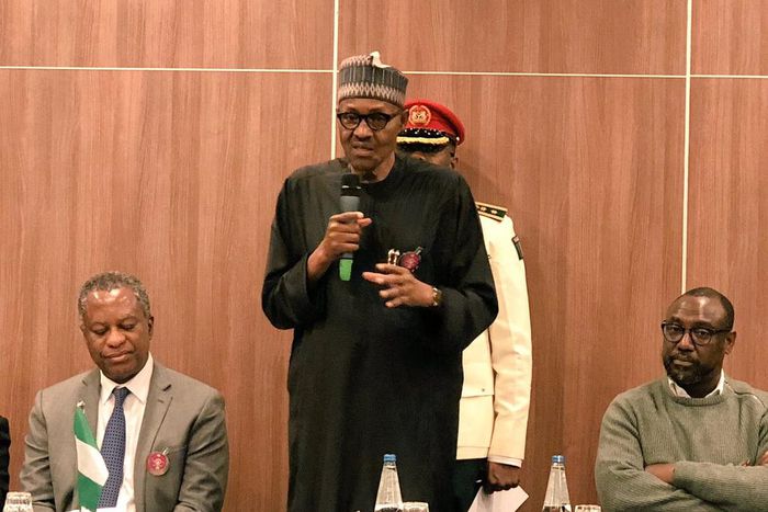 President Buhari addresses a town hall event with the Nigerian community in Poland on Sunday, December 2, 2018