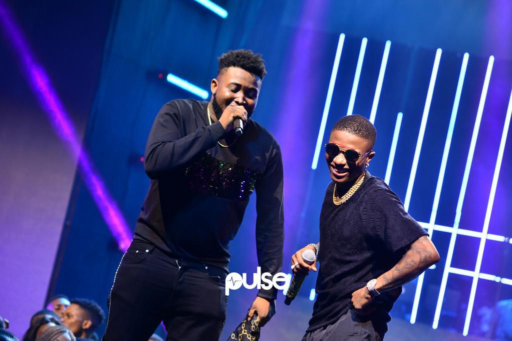 Wizkid and Chinko Ekun on stage at the Exclusive Live concert