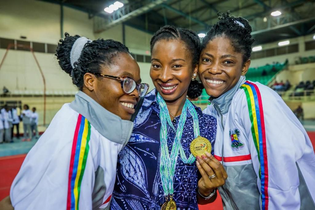 Moyo Ogunseinde supporting team Lagos at the 19th National Sports Festival held at the National Stadium in Abuja