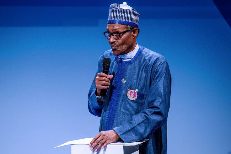 President Muhammadu Buhari delivering his speech at the Peace Forum in France