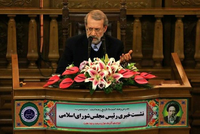 Iran's parliamentary speaker Ali Larijani gives a press conference in the capital Tehran on December 3, 2018