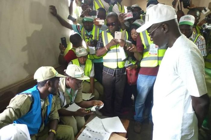 PDP candidate Prof. Kolapo Olusola at the polling booth.