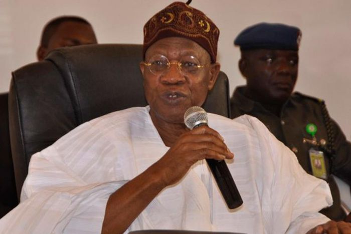 The Minister of Information and Culture, Alhaji Lai Mohammed at a press conference