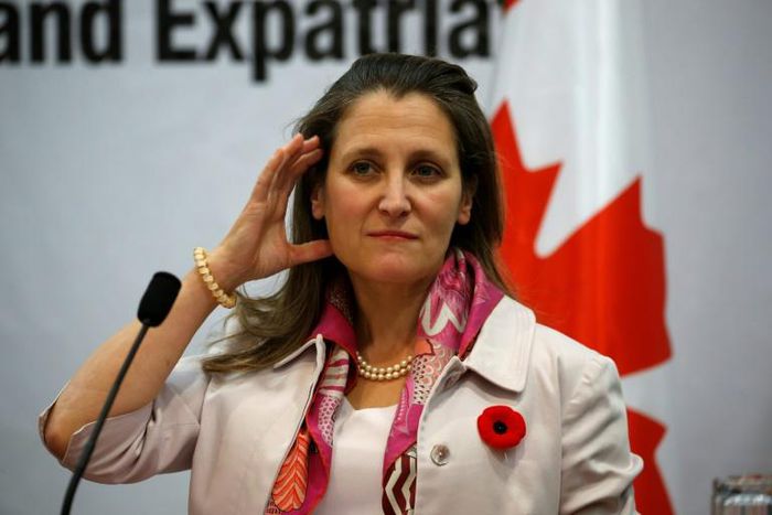Canadian Foreign Minister Chrystia Freeland said a second Canadian was being questioned by China