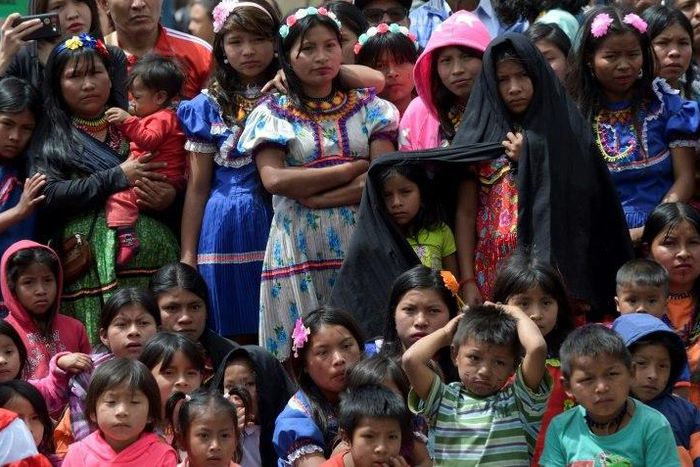 Colombian Embera indigenous women and children who were displaced by the armed conflict and resettled in Bogota