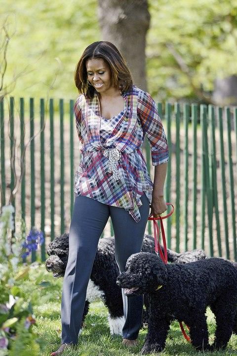 Walking Sunny and Bo at the 2014 White House Easter Egg Roll.