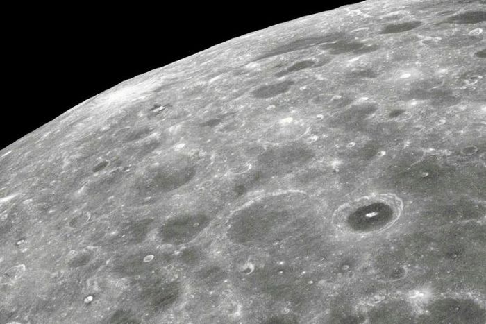 This 1968 NASA file image shows a view of the far side of the moon as taken from the Apollo 8 spacecraft looking southward from high altitude across the Southern Sea