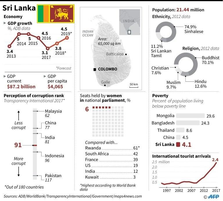 A majority of Sri Lanka's parliament supported a no-confidence motion against former president and currently appointed prime minister, Mahinda Rajapakse (C)