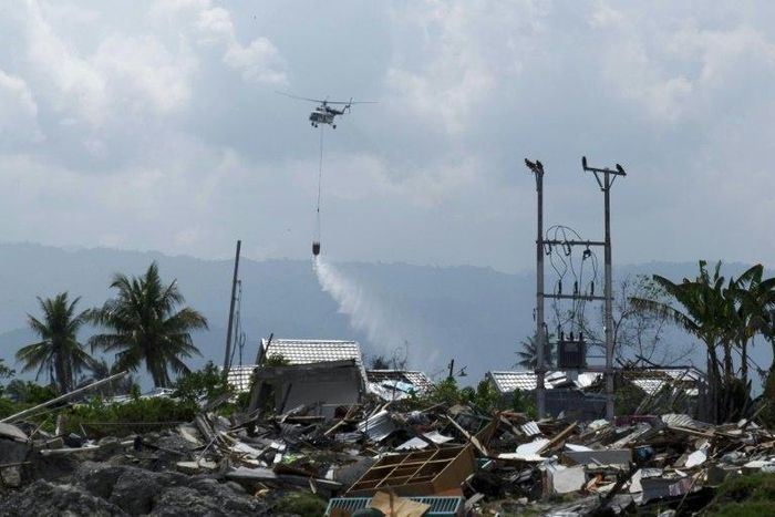 Desperate to stave off disease, authorities last week dropped disinfectant from helicopters on the worst-hit parts of Palu