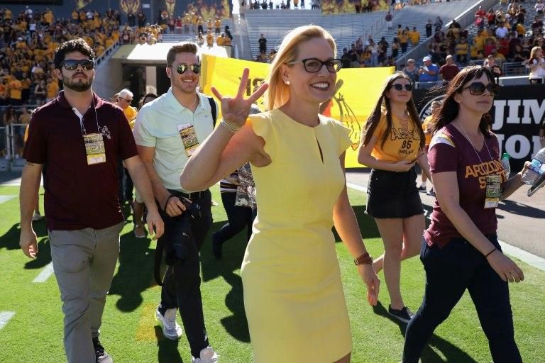 Democratic Congresswoman Kyrsten Sinema has now edged ahead in the Arizona battle