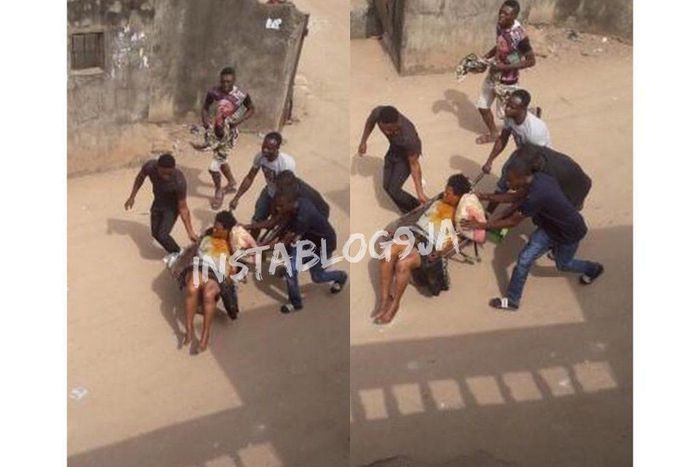 The woman, being taken to the hospital