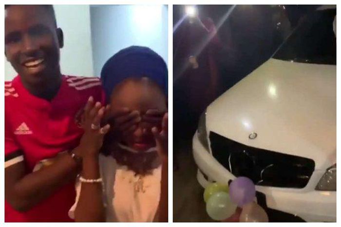 19-yr-old boy, Zubair surprises his 16-yr-old girlfriend with a benz, iWatch and iPhone X Max on her birthday