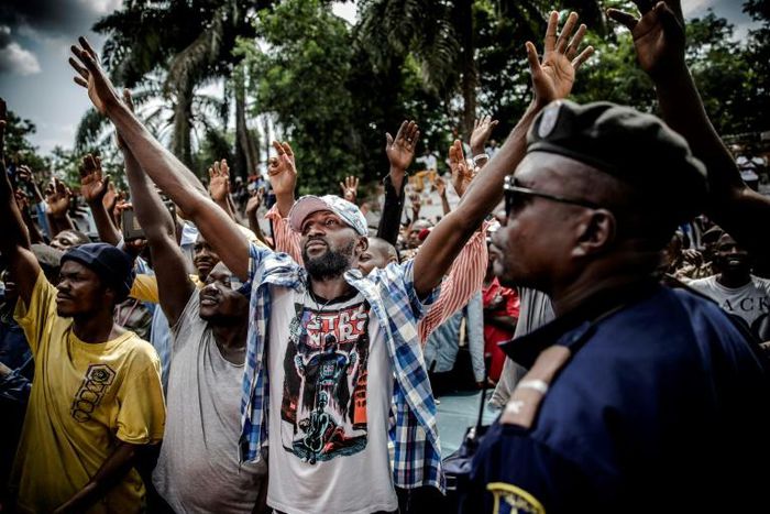 Supporters of the Democratic Republic of Congo's Union for Democracy and Social Progress attend a rally in Kinshasa, on December 21, 2018