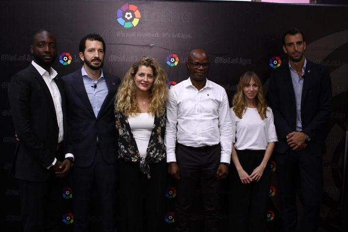 L-R - Media and Communications Coordinator LaLiga Nigeria, Ayodeji Adegbenro, Delegate LaLiga Nigeria, Guillermo Perez Castello, LaLiga Ambassador, Mutiu Adepoju, and Managing Director LaLiga Nigeria, Javier Del Rio