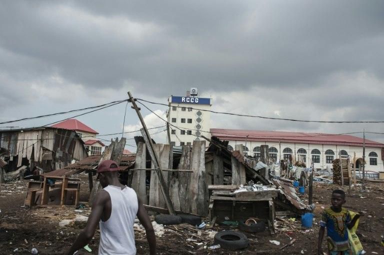 The waterfront sawmills area in the Ebute Metta district of Nigeria's capital Lagos, where communities have been evicted to make way for development