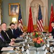 US Defense Secretary Jim Mattis (L) and Secretary of State Mike Pompeo (2nd L) meet with Chinese politburo member Yang Jiechi (2nd R) and Defense Minister Wei Fenghe (R) for top-level talks in Washington