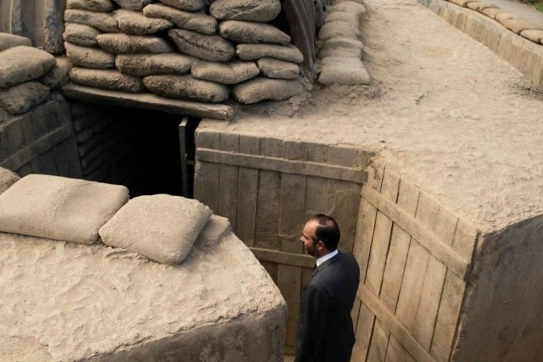 Prime Minister Edouard Philippe tours the former French military command bunker in Dien Bien Phu
