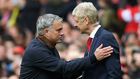 See you again? Manchester United manager Jose Mourinho with Arsenal boss Arsene Wenger